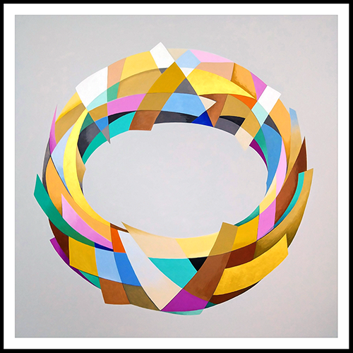 Golden circle abstract acrylic painting
